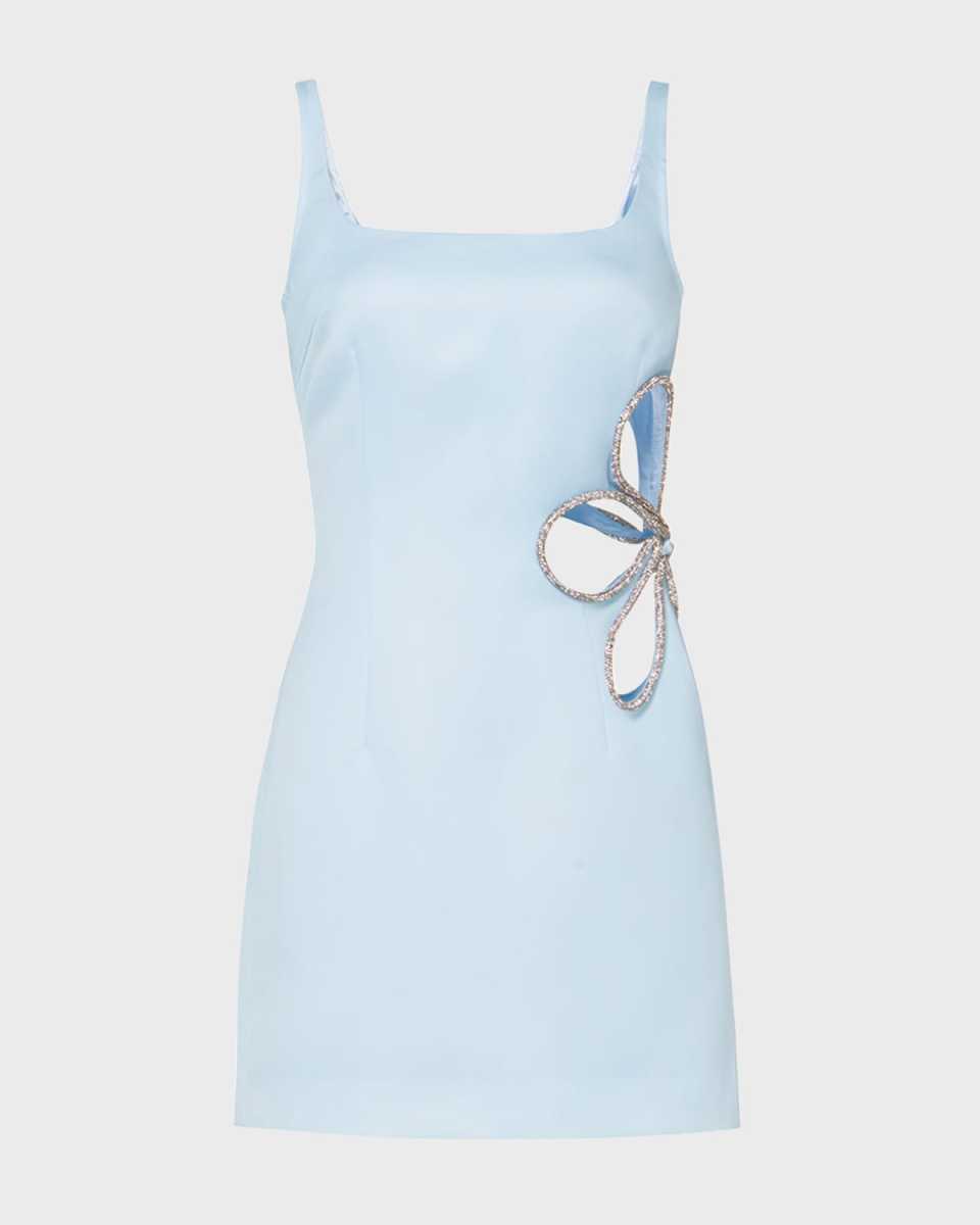 Betty Laser-Cut Flower Satin Mini Dress